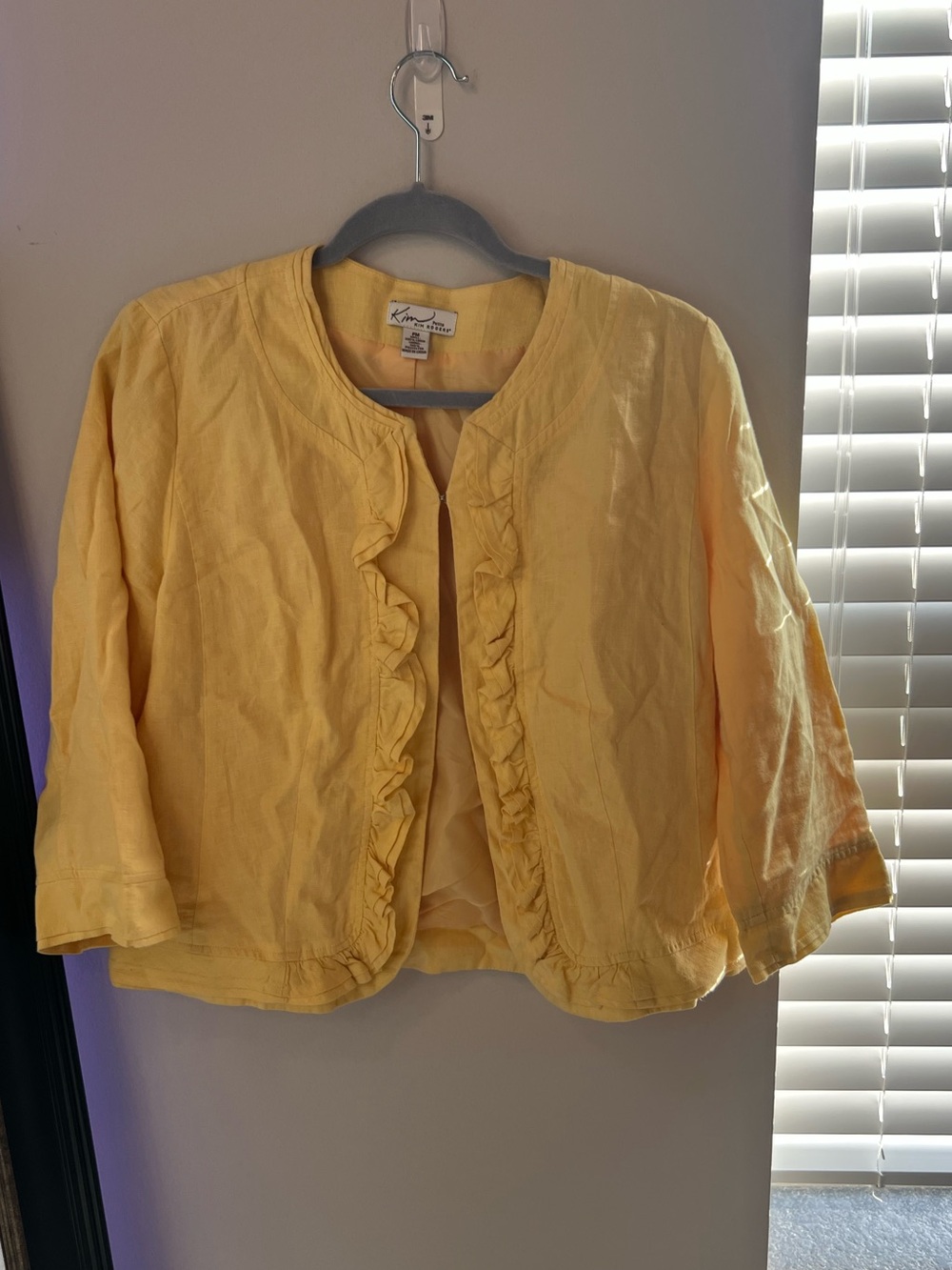 Kim Rogers Yellow Jacket with Ruffle Detail – Petite Medium